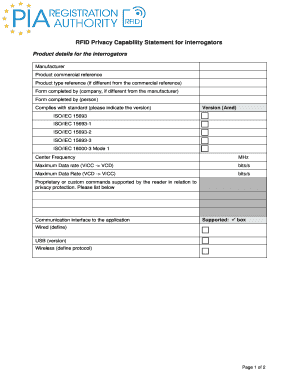 RFID Privacy Capability Statement Form