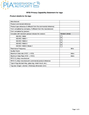 RFID Privacy Capability Statement Form