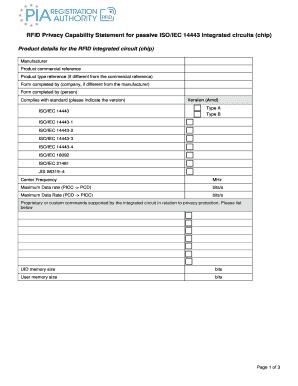 RFID Privacy Capability Statement Form