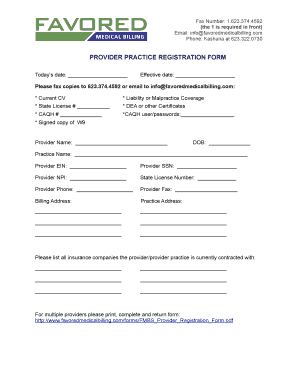 Provider Practice Registration Form