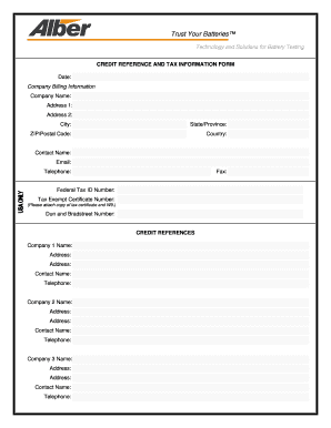 Credit Reference and Tax Information Form