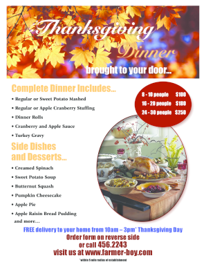 Thanksgiving Dinner Order Form