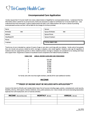 Uncompensated Care Application