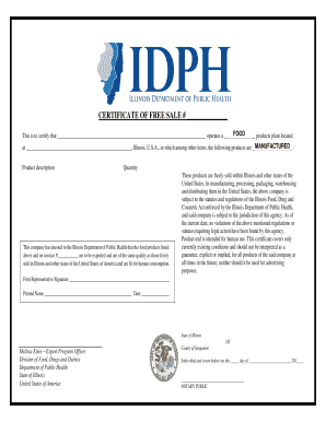 Certificate of Free Sale