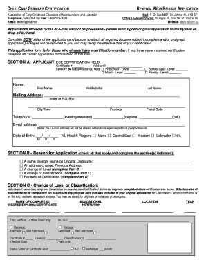 Child Care Services Certification Renewal Application