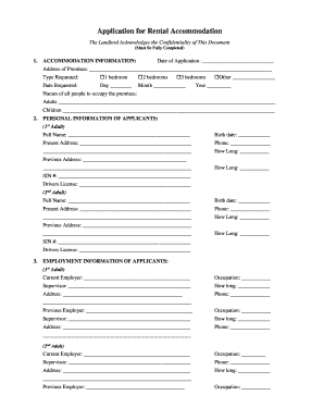 Rental Accommodation Application Form