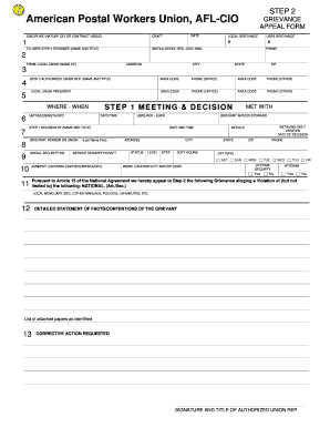 APWU Grievance Appeal Form