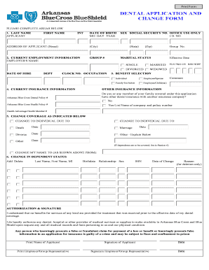 Arkansas Blue Cross Dental Insurance Application