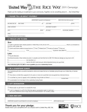 United Way Donation Form