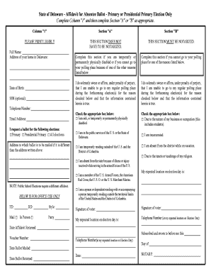Delaware Affidavit for Absentee Ballot