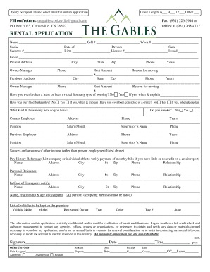 Rental Application Form