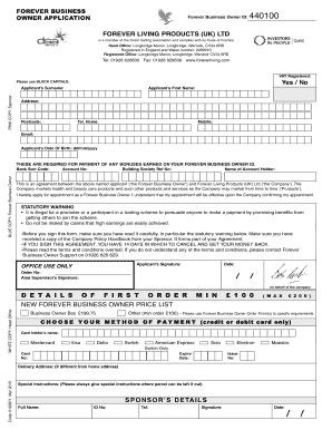 Forever Business Owner Application