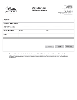 Town of Quispamsis Bill Request Form