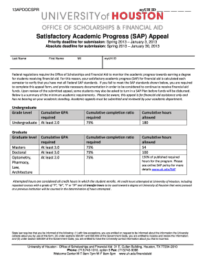 Satisfactory Academic Progress Appeal Form