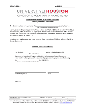Identity and Statement of Educational Purpose Form