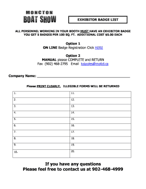Exhibitor Badge Registration Form