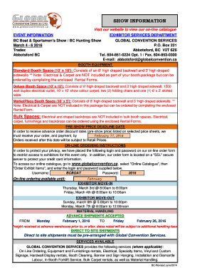 BC Boat & Sportsmen's Show Exhibitor Services Form