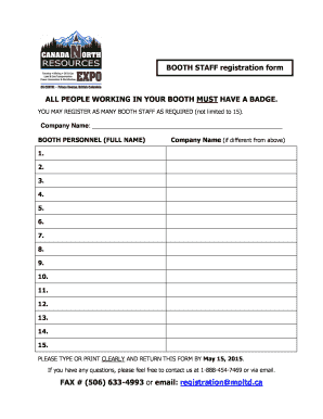 Booth Staff Registration Form