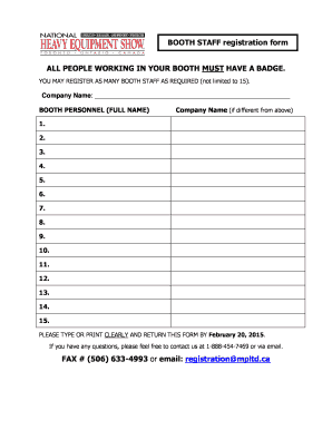 Booth Staff Registration Form