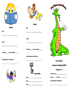 Summer Reading Log Form
