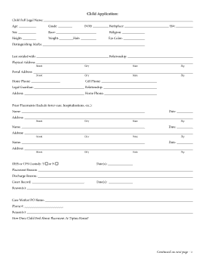 Child Application Form