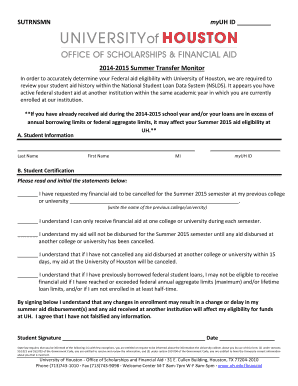 2014-2015 Summer Transfer Monitor Form