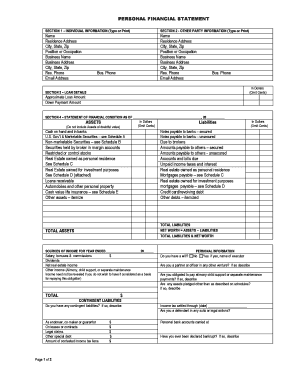 Personal Financial Statement Form