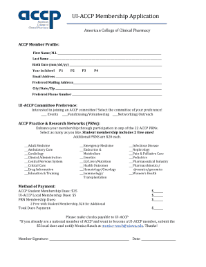 American College of Clinical Pharmacy Membership Application