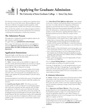 University of Iowa Graduate Admission Application
