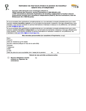 Demande d'estimation de pension