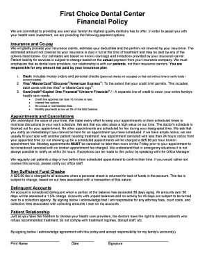 First Choice Dental Center Financial Policy