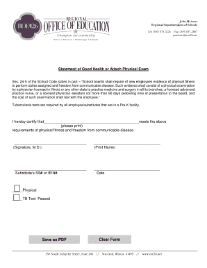 Illinois Employee Physical Exam Form