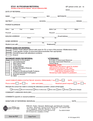 IEP Stay-In Program Referral Form