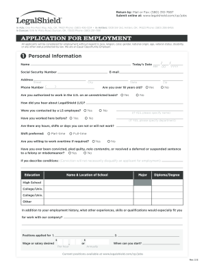 LegalShield Application for Employment
