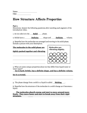 Science Worksheet on States of Matter