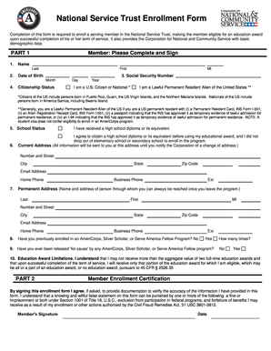 National Service Trust Enrollment Form