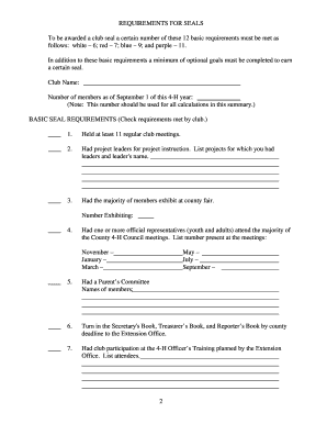 4-H Club Seal Application Form