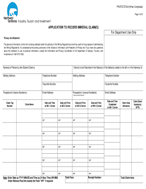 Application to Record Mineral Claim