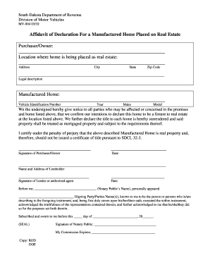Affidavit for Manufactured Home as Real Estate