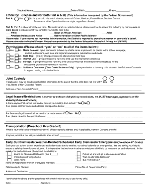 Student Information and Permission Form