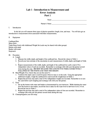 Physics Lab Measurement and Error Analysis