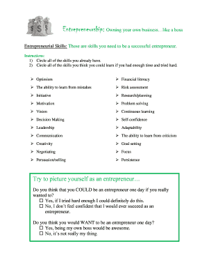 Entrepreneurial Skills Assessment Form