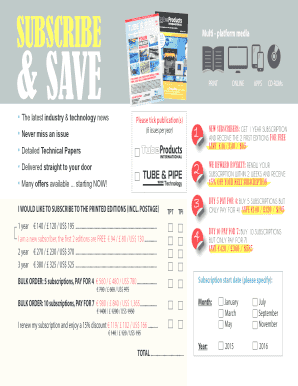 Subscription Form for Tube & Pipe Industries Magazine