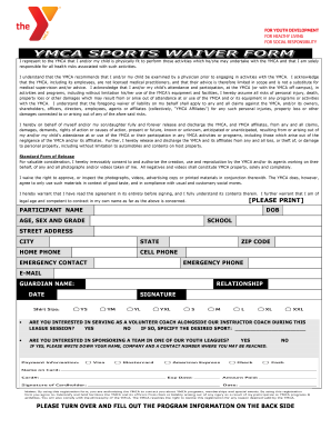 YMCA Activity Waiver and Release Form