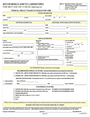 Prenatal CMA & Cytogenetics Requisition Form
