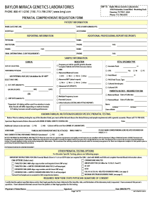 Prenatal Comprehensive Requisition Form