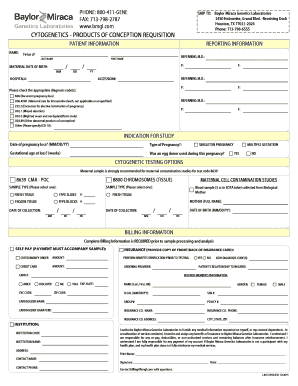 Cytogenetics Products of Conception Requisition