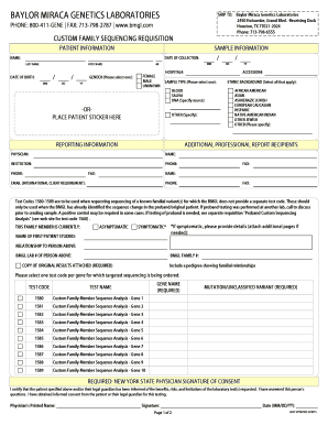 Custom Family Sequencing Requisition