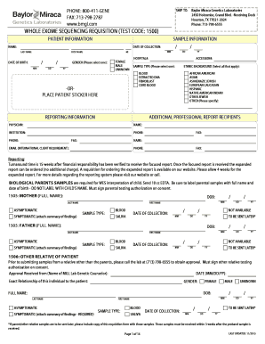 Whole Exome Sequencing Requisition