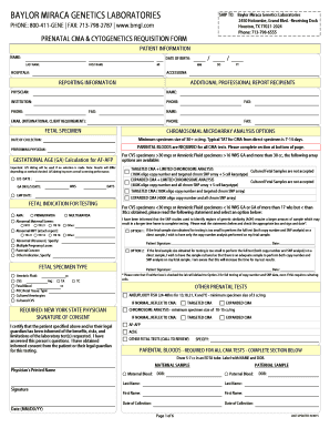 Prenatal CMA & Cytogenetics Requisition Form